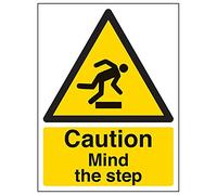 V Safety Precaution mind the step - Señal de seguridad de plástico rígido de 400 x 600 mm, 2 mm