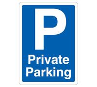 V Safety Private Parking - Señal de seguridad de vinilo autoadhesivo, color azul, 210 x 297 mm (A4)