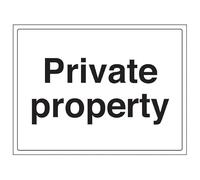 V Safety Private Property - Señal de seguridad de vinilo autoadhesivo con diseño de paisaje grande, 400 x 300 mm, brilla en la oscuridad