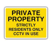 V Safety Private Property Strictly Residents Only CCTV In Use - Señal de seguridad (600 x 450 mm, plástico rígido, 2 mm)