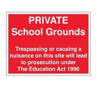 V Safety Private School Grounds 400 x 300 mm - Señal de seguridad reflectante de aluminio compuesto de 3 mm