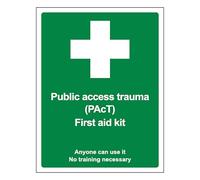 V Safety Public Access Trauma First Aid Kit - Aprobado por Counter Terror Bodies 100 x 150 mm - Señal de seguridad de plástico rígido superresistente de 2 mm