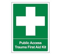 V Safety Public Access Trauma First Aid Kit - Retrato 200 x 300 mm - Señal de seguridad compuesta de aluminio de 3 mm