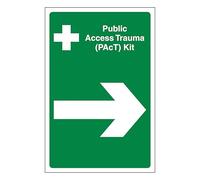 V Safety Public Access Trauma (PACT) Kit de flecha derecha 200 x 300 mm - Adhesivo facial para ventana