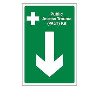 V Safety Public Access Trauma (PACT) Kit de flecha hacia abajo 200 x 300 mm - Vinilo autoadhesivo