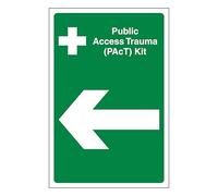V Safety Public Access Trauma (PACT) Kit de flecha izquierda 300 x 400 mm - Vinilo autoadhesivo que brilla en la oscuridad
