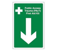 V Safety Public Access Trauma (PAcT) - Kit de primeros auxilios con flecha hacia abajo, 200 x 300 mm, vinilo autoadhesivo