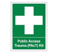 V Safety Public Access Trauma (PAcT) Kit - Retrato 210 x 297 mm (A4) - Señal de seguridad compuesta de aluminio de 3 mm