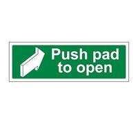 V Safety Push Pad To Open - Señal de seguridad compuesta de aluminio (450 x 150 mm, 3 mm)