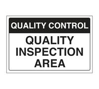 V Safety Quality Control - Señal de seguridad de vinilo autoadhesivo, área de inspección de calidad, 400 x 300 mm, brilla en la oscuridad