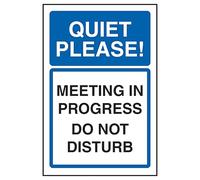 V Safety Quiet Please! Meeting In Progress Do Not Disturb - Señal de seguridad de plástico rígido de 150 x 200 mm - 1 mm