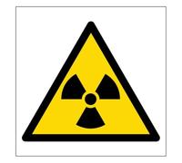 V Safety Radiation Symbol - Señal de seguridad cuadrada de plástico rígido de 100 x 100 mm, 1 mm