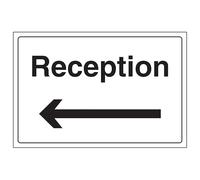 V Safety Reception With Arrow Left 300 x 200 mm - Vinilo autoadhesivo - Señal de seguridad con efecto de aluminio