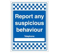 V Safety Report Any Suspicious Activity - Call 999 - Señal de seguridad de vinilo autoadhesivo, 450 x 600 mm