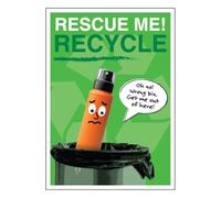 V Safety Rescue Me Recycle Póster - Aerosol | Cartel de concienciación sobre el reciclaje A2 | Laminado y duradero | Fabricado en Reino Unido