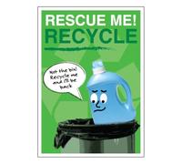 V Safety Rescue Me Recycle Póster - Botella de plástico | Cartel de concienciación sobre el reciclaje A3 | Laminado y duradero | Fabricado en Reino Unido