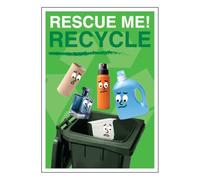 V Safety Rescue Me Recycle Póster | Cartel de concienciación sobre el reciclaje A2 | Laminado y duradero | Fabricado en Reino Unido