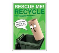 V Safety Rescue Me Recycle Póster - Tubo | Cartel de concienciación sobre el reciclaje A3 | Laminado y duradero | Fabricado en Reino Unido