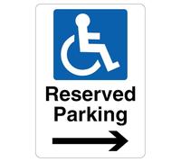 V Safety Reserved Parking - Señal de seguridad de plástico rígido de 210 x 297 mm (A4), diseño de flecha derecha