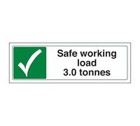 V Safety Safe Working Load - Señal de seguridad compuesta de aluminio (3 toneladas, horizontal, 450 x 150 mm, 3 mm)
