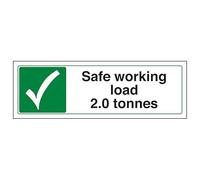 V Safety Safe Working Load - Señal de seguridad compuesta de aluminio cepillado (2,0 toneladas, horizontal, 300 x 100 mm)