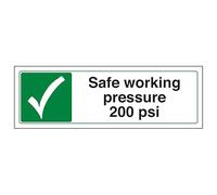 V Safety Safe Working Pressure - Señal de seguridad compuesta de aluminio cepillado (200 psi, horizontal, 450 x 150 mm, 3 mm)