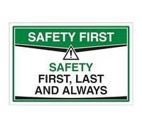 V Safety Safety First, Last And Always - Señal de seguridad compuesta de aluminio (300 x 200 mm, 3 mm)