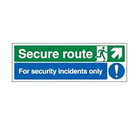 V Safety Secure Route Arrow Up Right/Security Incidents Only 600 x 200 mm - Señal de seguridad compuesta de aluminio de 3 mm