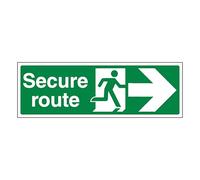 V Safety Secure Route - Señal de seguridad compuesta de aluminio cepillado (300 x 100 mm, 3 mm)