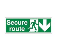 V Safety Secure Route - Señal de seguridad compuesta de aluminio cepillado (300 x 100 mm, 3 mm)