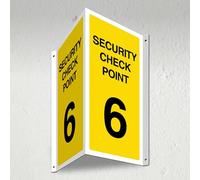 V Safety Security Check Point 6-3D - Señal de pasillo (340 x 300 mm, 3 mm, para interiores, incluye agujeros para doblar y taladrar)