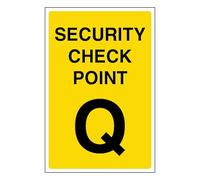 V Safety Security Check Point Q 100 x 150 mm - Vinilo autoadhesivo que brilla en la oscuridad