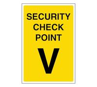 V Safety Security Check Point V 200 x 300 mm - Vinilo autoadhesivo