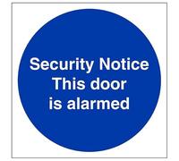 V Safety Security Notice This Door Is Alarmed - Señal de seguridad compuesta de aluminio cepillado de 3 mm, 150 x 150 mm