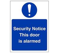 V Safety Security Notice This Door Is Alarmed - Señal de seguridad de 150 x 200 mm, 3 mm, compuesto de aluminio cepillado