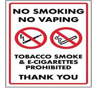 V Safety Señal autoadhesiva con Texto en inglés No Smoking No Vaping/Tobacco Smoke & E-Cigarettes, 200 mm x 300 mm