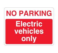 V Safety - Señal de seguridad compuesta de aluminio compuesto de aluminio con texto en inglés "No Parking Electric Vehicles Only", horizontal, 400 x 300 mm