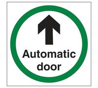 V Safety - Señal de seguridad con diseño de flecha automática para puerta, 150 x 150 mm, vinilo autoadhesivo, efecto aluminio