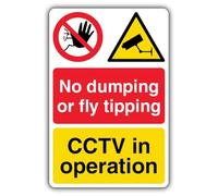 V Safety - Señal de seguridad con texto en inglés "No Dumping Or Fly Tipping CCTV In Operation", 400 x 600 mm, vinilo autoadhesivo que brilla en la oscuridad