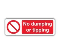 V Safety - Señal de seguridad con texto en inglés "No Dumping Or Tipping", 900 x 300 mm, tablero Correx de doble pared, señalización de prohibición, fabricado en Gran Bretaña