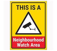 V Safety - Señal de seguridad con texto en inglés «This Is A Neighbourhood Watch Area», 200 x 300 mm, vinilo autoadhesivo, efecto aluminio
