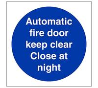 V Safety - Señal de seguridad de plástico rígido con cierre automático de puerta cortafuego por la noche, 150 x 150 mm, 2 mm