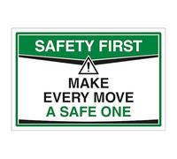 V Safety - Señal de seguridad de plástico rígido con texto en inglés "Make Every Move A Safe One", 300 x 200 mm, 2 mm
