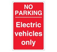 V Safety - Señal de seguridad de plástico rígido con texto en inglés "No Parking Electric Vehicles Only", color rojo, 200 x 300 mm, 1 mm