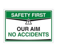 V Safety - Señal de seguridad de plástico rígido con texto en inglés "Our Aim Is No Accidents", 300 x 200 mm, 2 mm