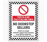 V Safety - Señal de seguridad de plástico rígido con texto en inglés "This Is A No Cold Calling Area/No Doorstep Sellers/Failure To Comply", 150 x 200 mm, 2 mm