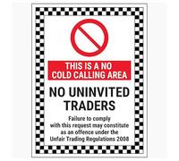 V Safety - Señal de seguridad de plástico rígido con texto en inglés "This Is A No Cold Calling Area/No Uninvited Traders/Failure To Comply", 150 x 200 mm, 1 mm