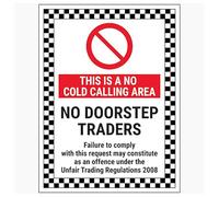 V Safety - Señal de seguridad de plástico rígido con texto en inglés "This Is A No Cold Calling Area/No Doorstep Traders/Failure To Comply", 200 x 300 mm, 1 mm