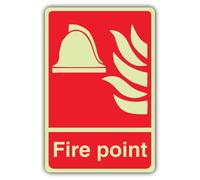 V Safety - Señal de seguridad fotoluminiscente con punto de fuego, 150 x 225 mm, vinilo autoadhesivo, doble brillo