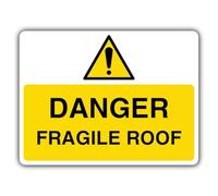 V Safety - Señal de seguridad fotoluminiscente con texto en inglés "Danger Fragile Roof - Exclamation Triangle - Señal de seguridad para paisajismo - 600 x 450 mm - Vinilo autoadhesivo - Brillo